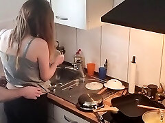 18yo Teenager Stepsister Ravaged In The Kitchen While The Family is not home