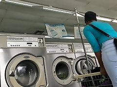 Laundromat Creep Shots 2 sluts with round asses and no hooter-sling