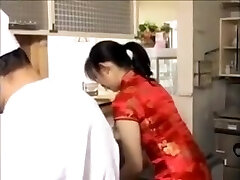 Chinese restaurant cook fucks hot cougar waitress