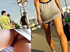 Asses sexily moving up the brief petticoat