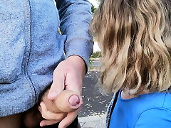 Explicit deep throat near the road