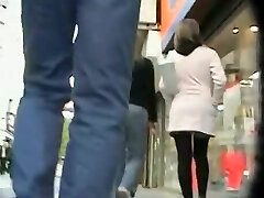 Bare vagina exposed in this upskirt voyeur cam video
