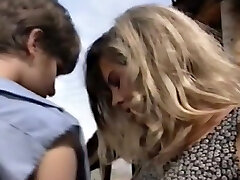 Gorgeous blonde cougar with sunglasses feels kinky for a young country girl