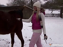 A kinky farm girl does her errands then works her pussy