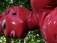 Latex Lucy in latex suit is fingering vagina