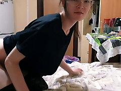 Girl without Underwear in T-t-shirt and Stockings Wanted Sex