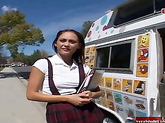 Brunette petite student Teen with small tits has car sex Brunette petite student Teen with small tits has car sex