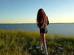 ️ Risky public internal cumshot in nature!