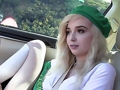 Platinum-blonde haired sweet cookie girl Lexi Lore is really good at riding meatpipe