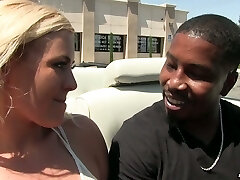 Sexy blond Summer Day loves classic cars and big ebony cocks