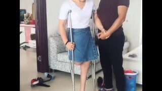 Sexy RAK Amputee Wifey tries High Heels