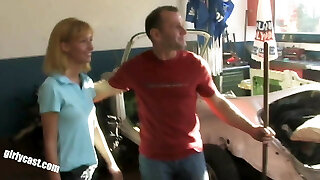 Jung trainee hard humped in the workshop