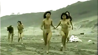 asian naked girls running on the beach