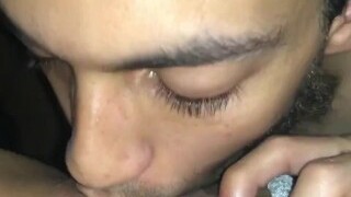 Black guy eats Asian girl’s sweet tight pussy