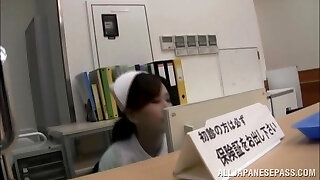 Anna Noma horny Asian nurse jerks and gets licked