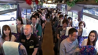 Japanese party bus orgy with girls tearing up strangers