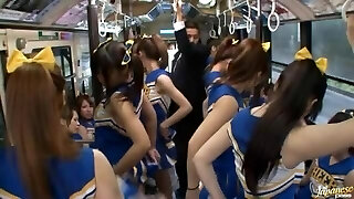 Crazy Japanese Fuck Fest in Public Bus with Sizzling Cheerleaders