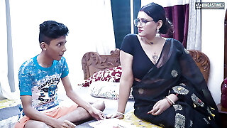 Miss Hot and Spectacular Teacher and Old Step Father teaches his Virgin Son How to Shag 1st Time