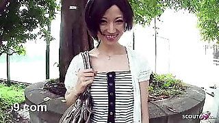 Skinny Japanese Nubile tricked to Suck Strangers Dick in Car