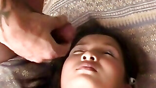 Cute little cooter of Asian schoolgirl gets filled with gigantic dick