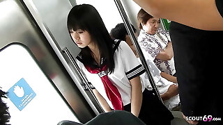 Public Group Sex in Bus - Asian Teen get Fucked by many elder Guys