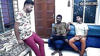 Desi Dirty Big Boobs Cougar Sucharita Enjoys Group Sex With Her Three Pals ( Hindi Audio )