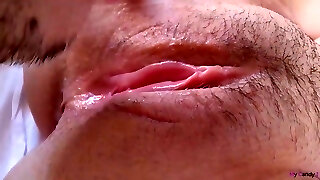 My Candy J - Extreme Close-up Clitoris! Munching Amazing Young Unshaved Squirting Pussy. 8 Minute