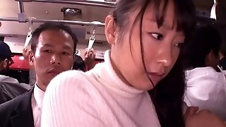 Japanese slut gets filled in a crowded public bus
