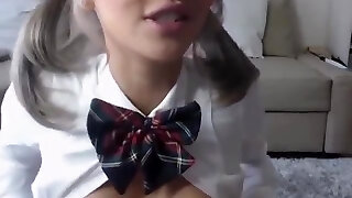 Stunning Asian School Girl Role Playing