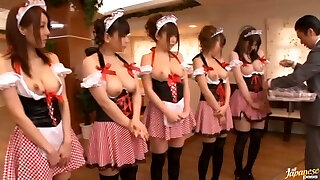 Five Japanese Babes in Costume with Giant Boobs to Play With