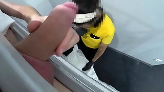 Asian hotel-worker gives client perfect handjob