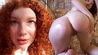 Super-hot German Ginger Teen Squirtet in the Woods!