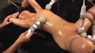 Lovely bound up and lubed Asian girl squirts like a slut