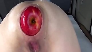 Giant anal apple injections and fisting