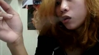 Heavy smoking asian lady