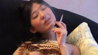 Asian Smoking Naked on Couch