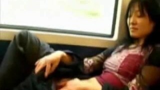 Ballsy Asian Woman Rubs One Out on Subway
