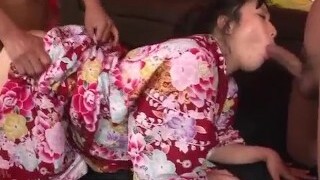 Blinding casting along kimono girl Chiharu