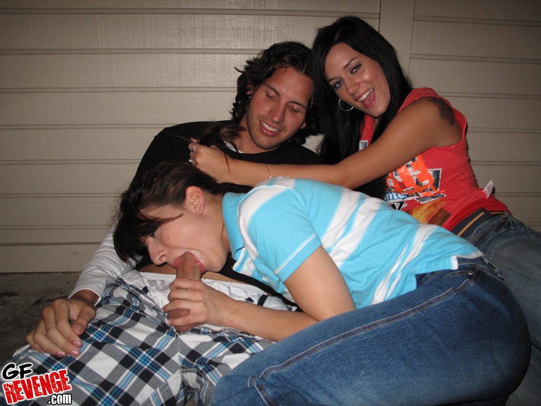 2 amazing hot teens get fucked hard against the garage door in this amazing 3some teen amateur pic