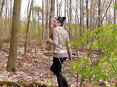 German amateur teen outdoor POV Sex in forest with skinny slut
