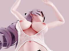 THICK Haku Hot Dance In Sexy White shauna tatoo - Pussy Angle 3D HENTAI