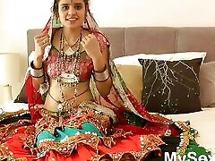 Cute Gujarati Indian Beauty Jasmine In Garba Dress Striptease Show