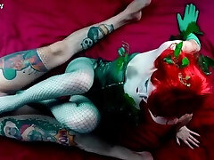 Poison Ivy Cosplay - Amazing surprise finger in ass handjob - QueenMolly - FootJob