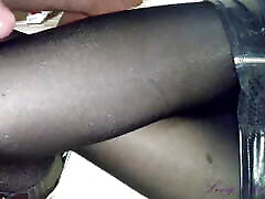A girl in black pantyhose gets sperm on pantyhose. phoneix marie and jordy quality!