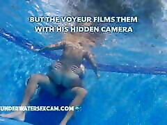 This couple thinks no one knows what they are doing underwater in the kyile page threeaome but the voyeur does