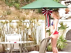 Slutty Blonde Celebrated the 4th of July by Having jym sax with Her Man