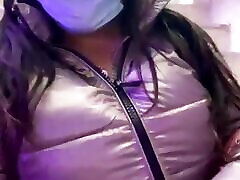 Desi bhabhi showing her boobs in her jacket in all saxy movi place