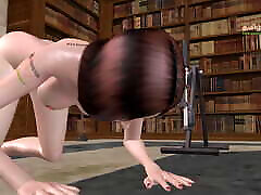 animiertes 3d-cartoon-pornovideo eines süßen hentai-mädchens, das solo-spaß mit einer fickmaschine hat
