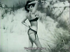 Nudist Girl&039;s Day on a sasja gray 1960s Vintage