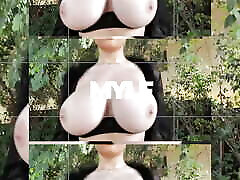सींग का बना सारा टेलर उसके नग्न लातीनी मॉडल बैंग्स और उसे उसके बड़े स्तन पर सह बनाता है -